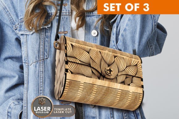 Juego De 3 Bolsos De Madera Creativo Digital